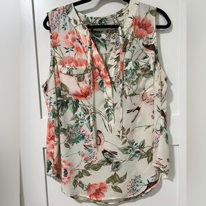 New York & Company Beautiful Floral Sleeveless Blouse